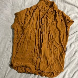 Madewell central drapey button down mustard yellow